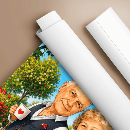 Portret ze zdjęcia na plakacie Karykatura prezent dla dziadków - idamell.com