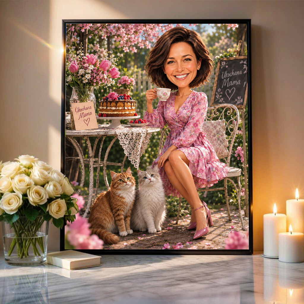 Portret ze zdjęcia na plakacie Mama tortem prezent dla mamy - idamell.com
