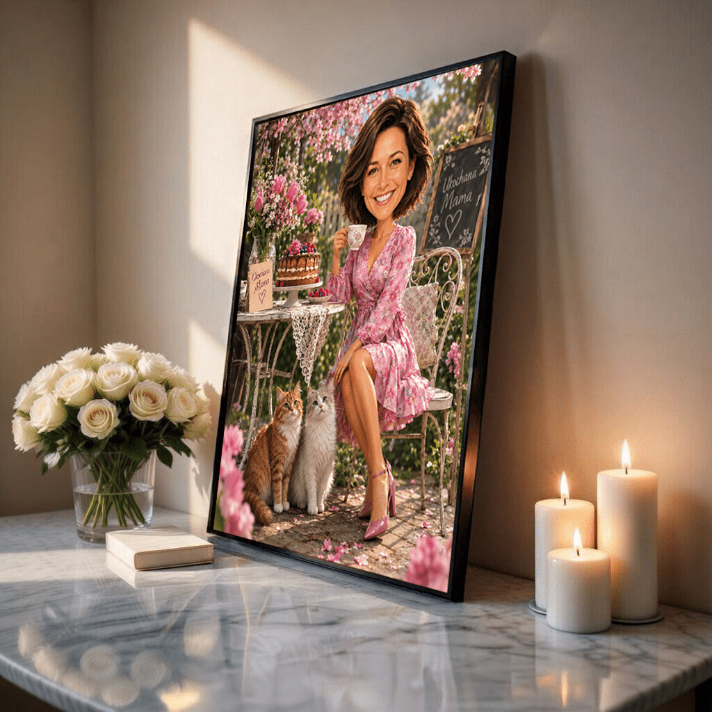 Portret ze zdjęcia na plakacie Mama tortem prezent dla mamy - idamell.com