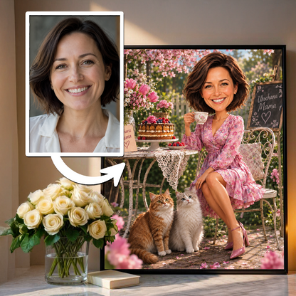 Portret ze zdjęcia na plakacie Mama tortem prezent dla mamy - idamell.com