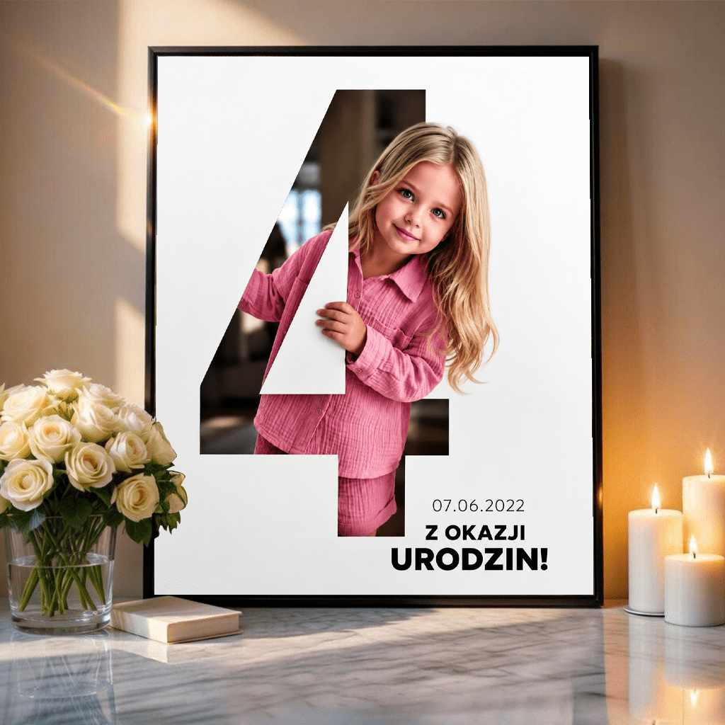 Portret ze zdjęcia na plakacie Radosne Cyfry prezent na urodziny - idamell.com