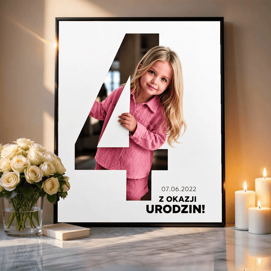 Portret ze zdjęcia na plakacie Radosne Cyfry prezent na urodziny - idamell.com