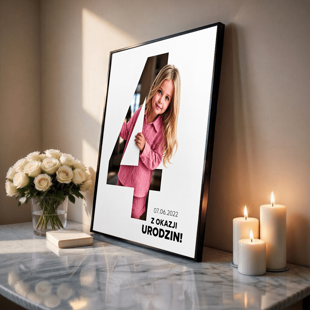 Portret ze zdjęcia na plakacie Radosne Cyfry prezent na urodziny - idamell.com