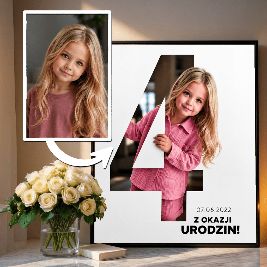 Portret ze zdjęcia na plakacie Radosne Cyfry prezent na urodziny - idamell.com