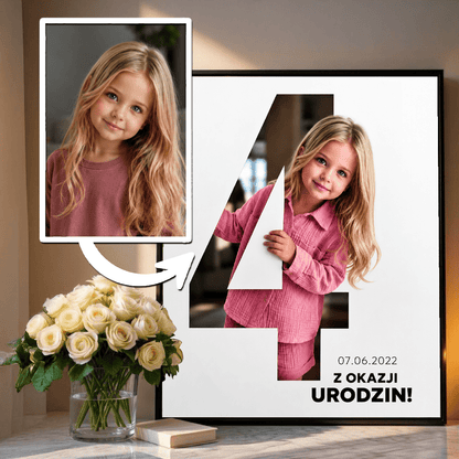 Portret ze zdjęcia na plakacie Radosne Cyfry prezent na urodziny - idamell.com