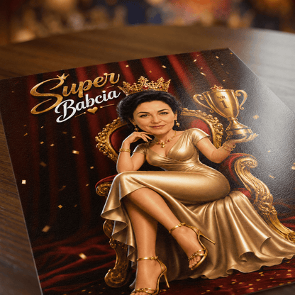 Portret ze zdjęcia na plakacie z napisem prezent dla babci - idamell.com