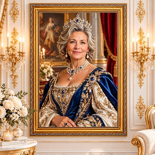 Portret ze zdjęcia na płótnie Babcia niczym królowa — prezent dla babci - idamell.com