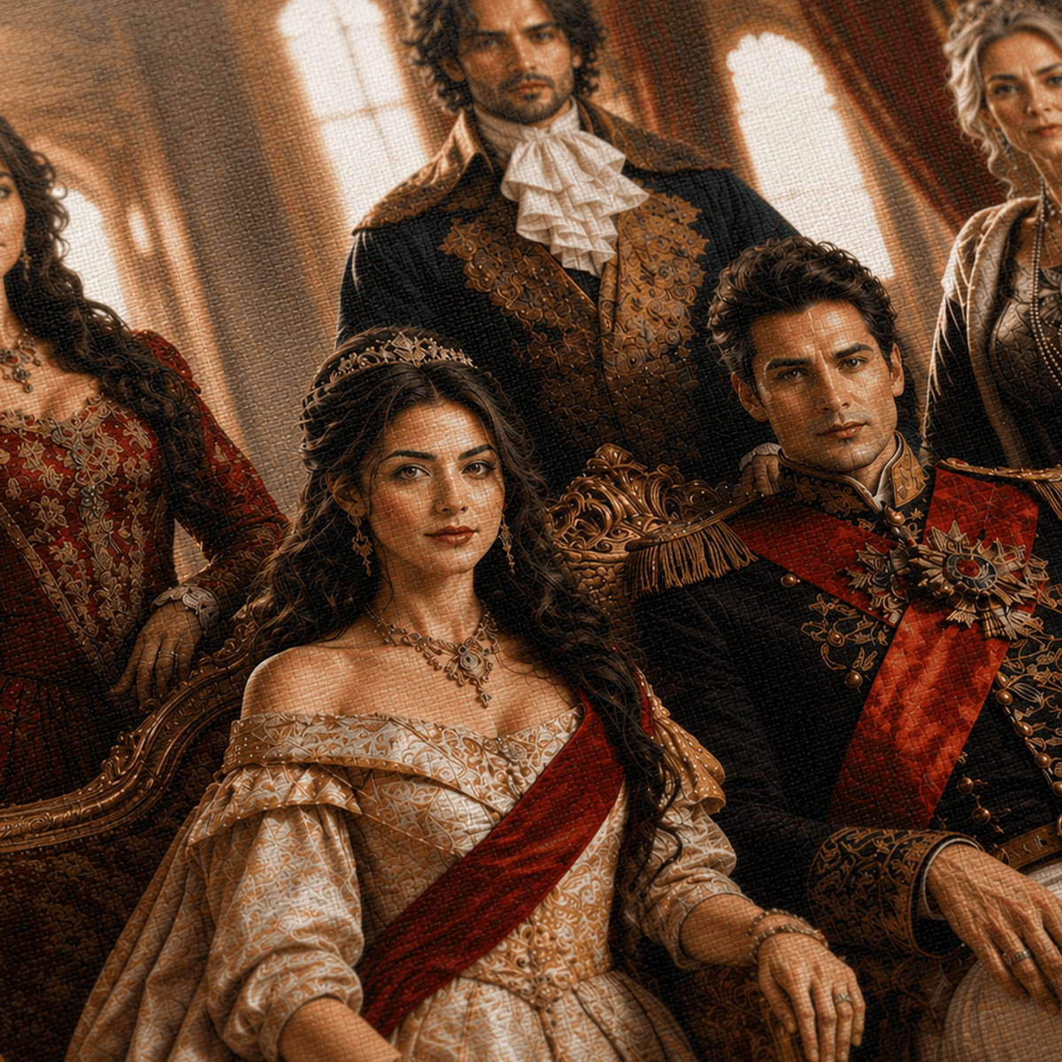 Portret ze zdjęcia na płótnie Cała rodzina prezent dla dziadków - idamell.com