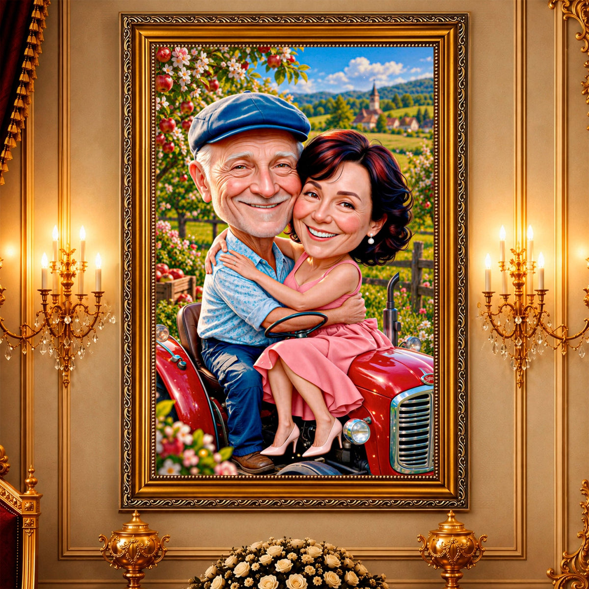 Portret ze zdjęcia na płótnie Dziadek i babcia — prezent dla dziadków - idamell.com