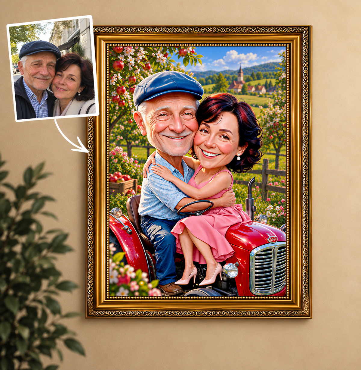 Portret ze zdjęcia na płótnie Dziadek i babcia — prezent dla dziadków - idamell.com