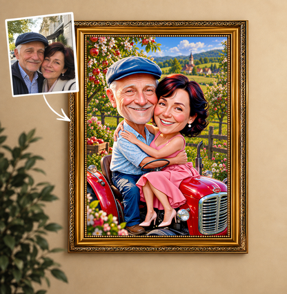 Portret ze zdjęcia na płótnie Dziadek i babcia — prezent dla dziadków - idamell.com