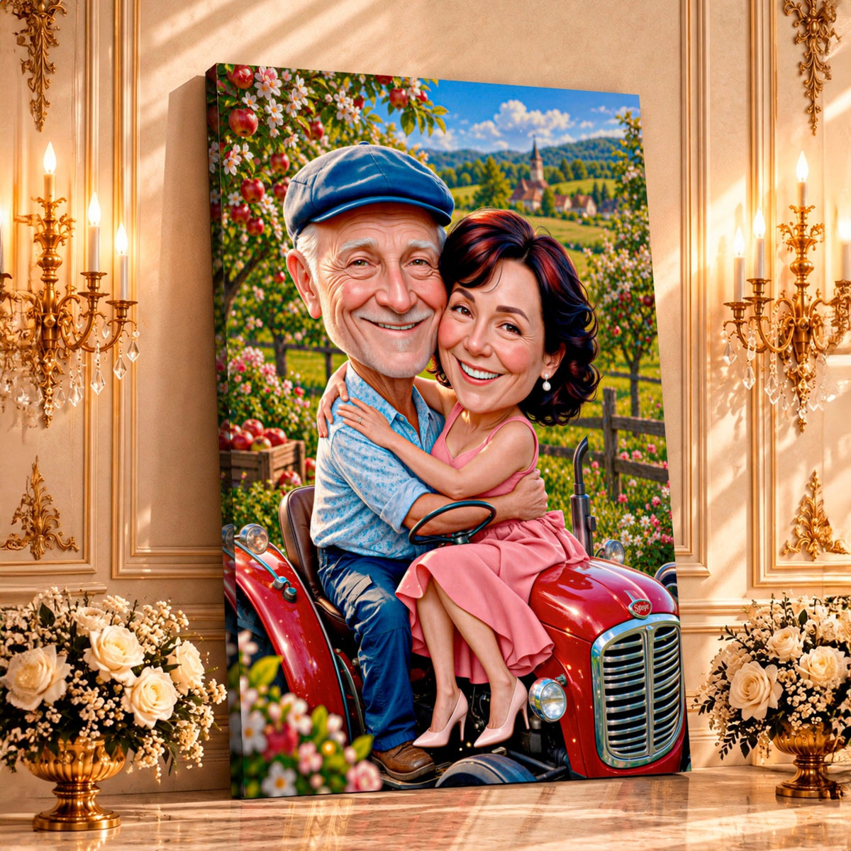 Portret ze zdjęcia na płótnie Dziadek i babcia — prezent dla dziadków - idamell.com