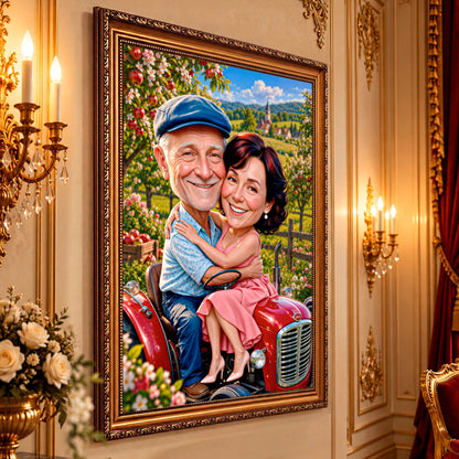 Portret ze zdjęcia na płótnie Dziadek i babcia — prezent dla dziadków - idamell.com