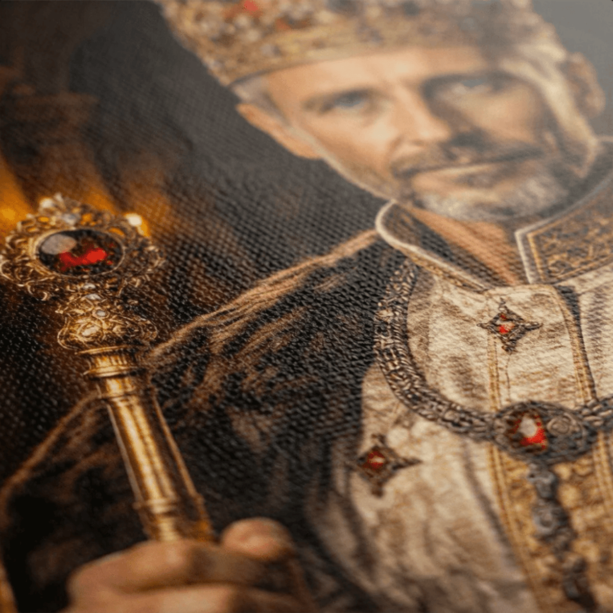 Portret ze zdjęcia na płótnie Dziadek król — prezent dla dziadka - idamell.com