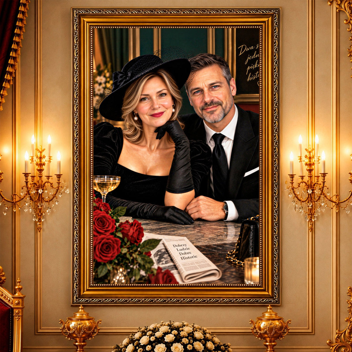 Portret ze zdjęcia na płótnie Elegancka para — prezent dla pary - idamell.com