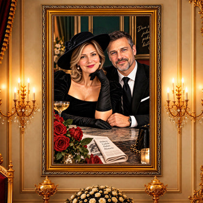Portret ze zdjęcia na płótnie Elegancka para — prezent dla pary - idamell.com