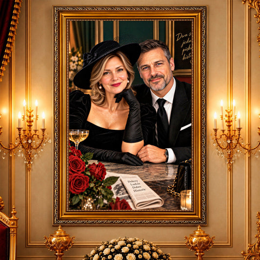 Portret ze zdjęcia na płótnie Elegancka para — prezent dla pary - idamell.com