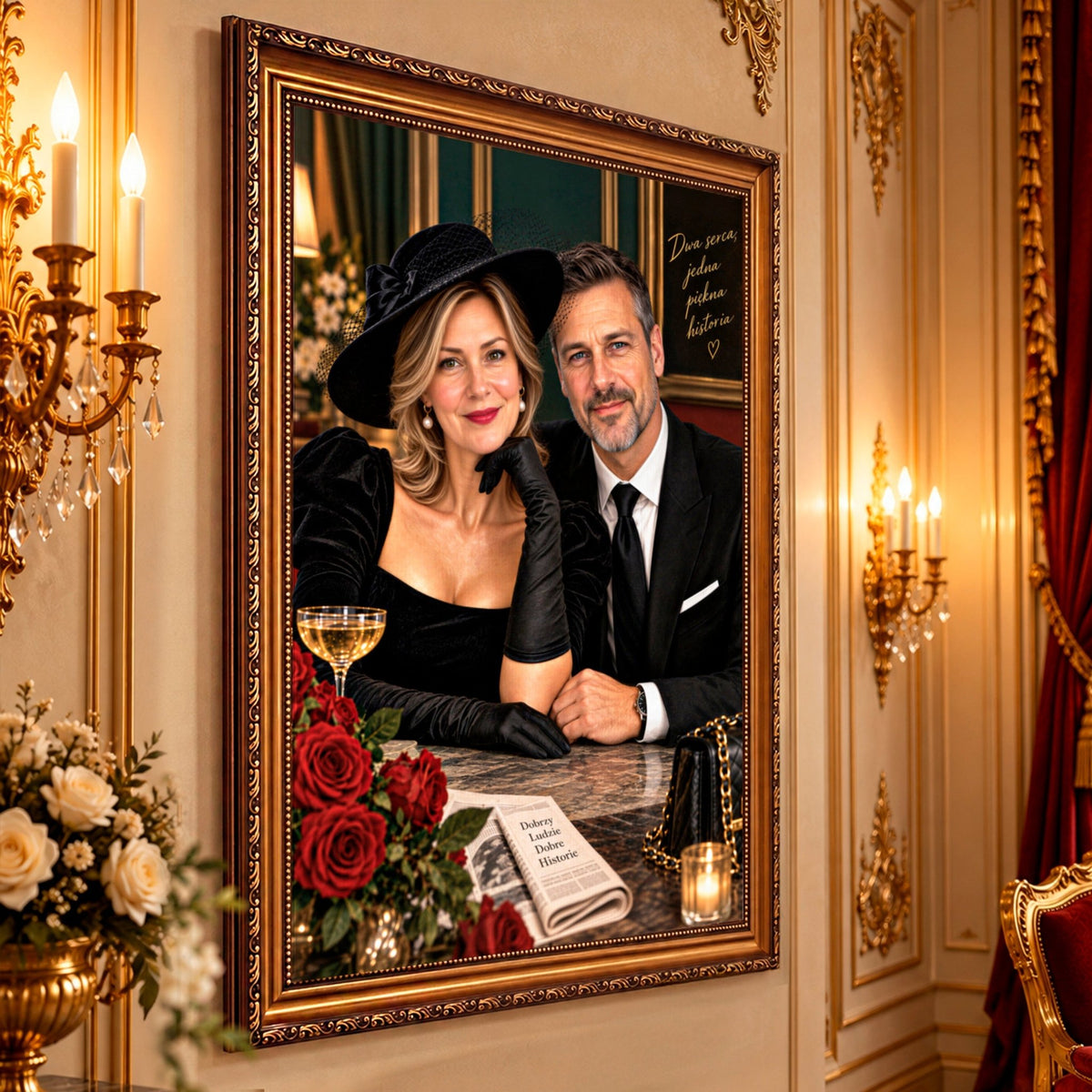 Portret ze zdjęcia na płótnie Elegancka para — prezent dla pary - idamell.com
