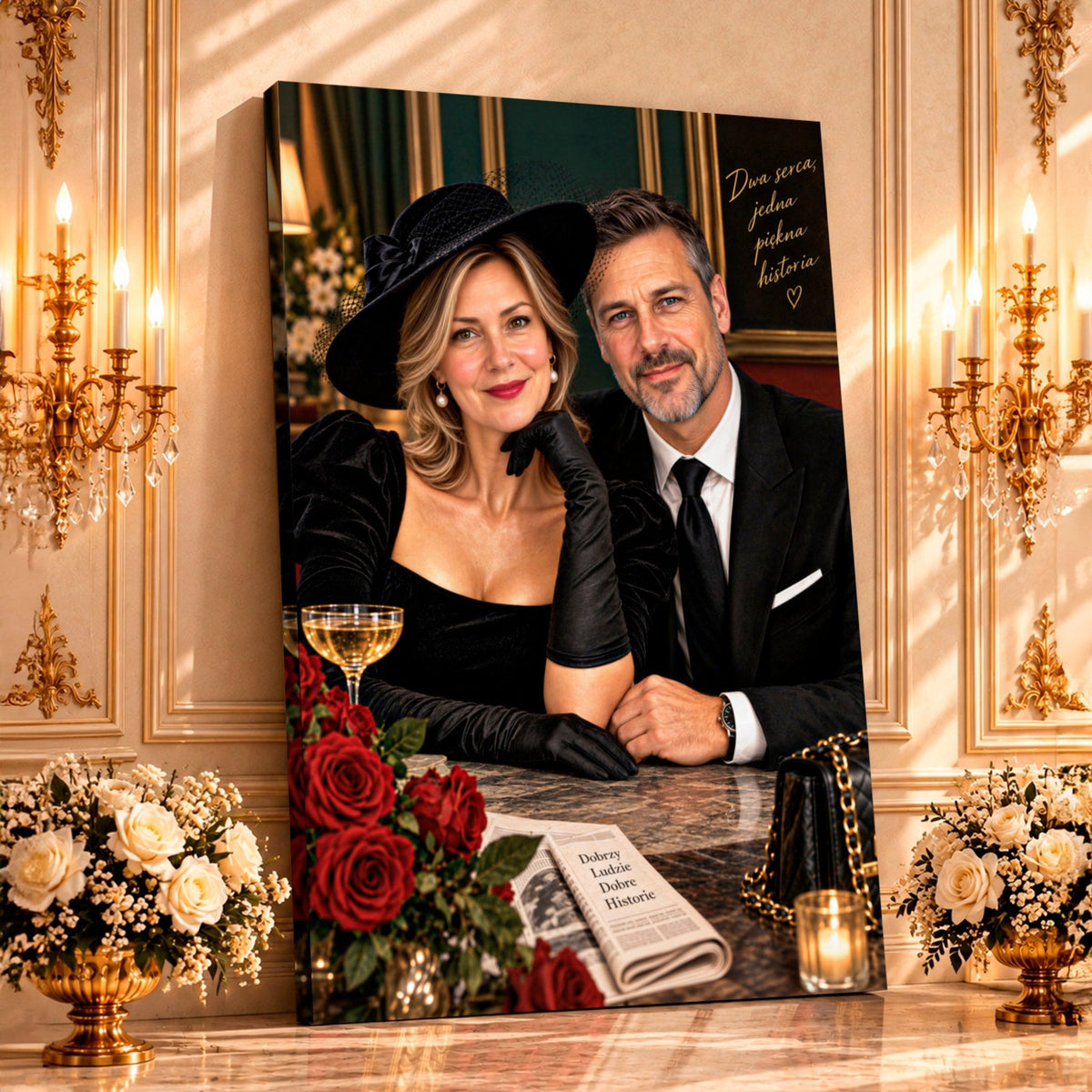 Portret ze zdjęcia na płótnie Elegancka para — prezent dla pary - idamell.com