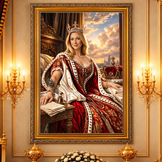 Portret ze zdjęcia na płótnie Historyczna królowa — prezent dla mamy - idamell.com