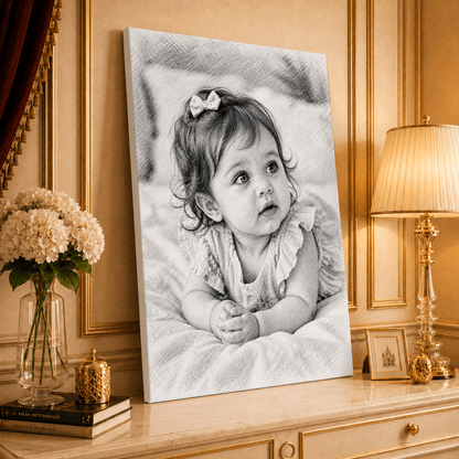 Portret ze zdjęcia na płótnie Klasyczny Szkic prezent dla rodziców - idamell.com