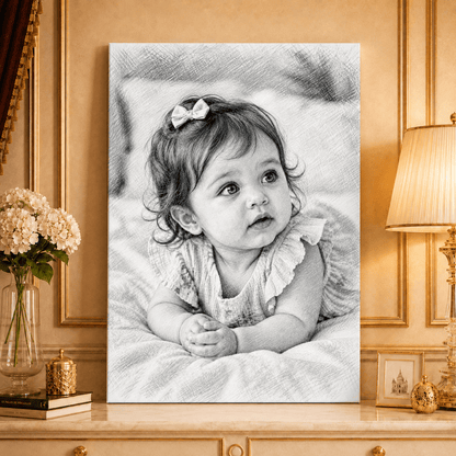 Portret ze zdjęcia na płótnie Klasyczny Szkic prezent dla rodziców - idamell.com