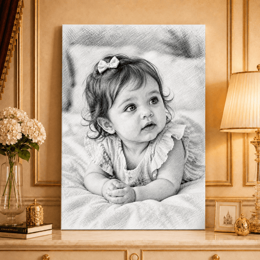 Portret ze zdjęcia na płótnie Klasyczny Szkic prezent dla rodziców - idamell.com