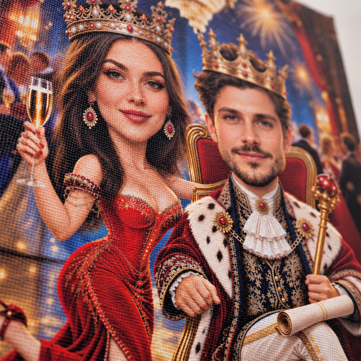 Portret ze zdjęcia na płótnie Król i królowa w stylu — prezent dla pary - idamell.com