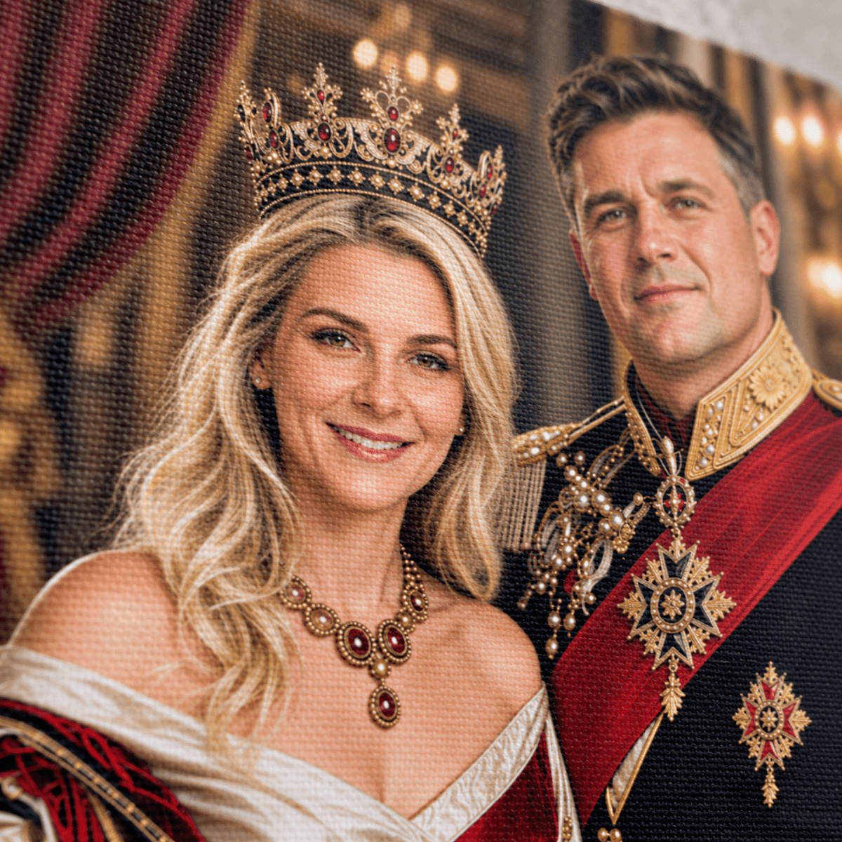 Portret ze zdjęcia na płótnie Królewska para — prezent dla pary - idamell.com