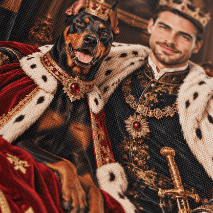 Portret ze zdjęcia na płótnie Królewski portret z psem — prezent dla chłopaka - idamell.com