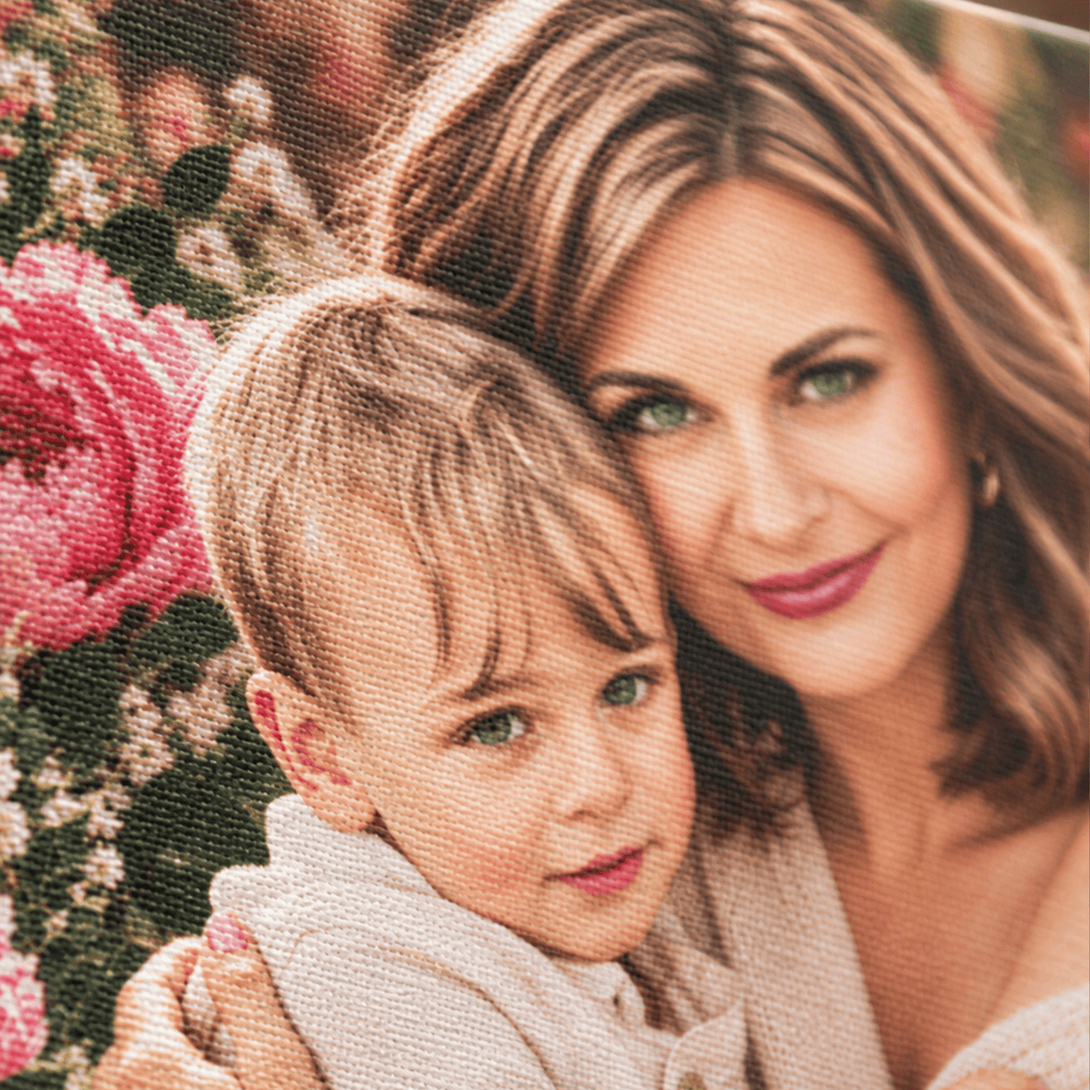 Portret ze zdjęcia na płótnie Mama i dziecko portret — prezent dla mamy - idamell.com