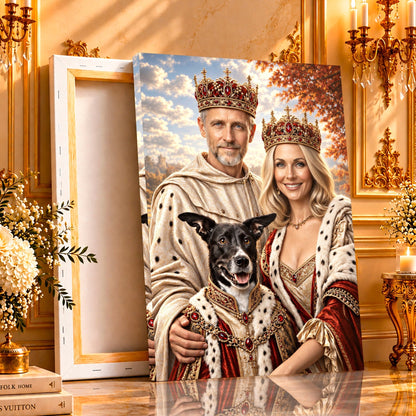 Portret ze zdjęcia na płótnie Para królewska z pupilem — prezent dla pary - idamell.com