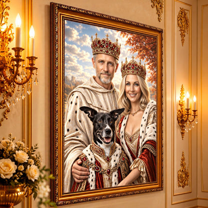Portret ze zdjęcia na płótnie Para królewska z pupilem — prezent dla pary - idamell.com