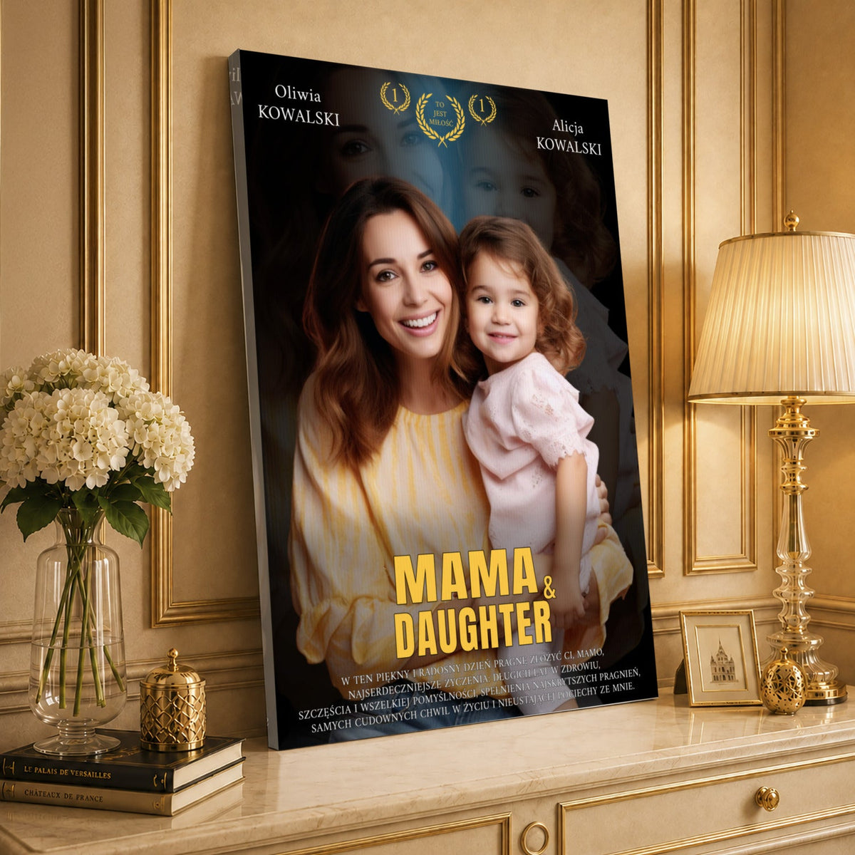 Portret ze zdjęcia na płótnie Plakat filmowy — prezent dla mamy - idamell.com