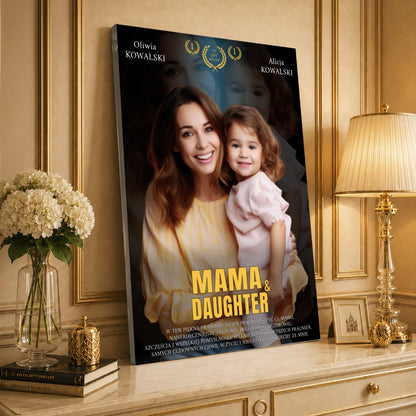 Portret ze zdjęcia na płótnie Plakat filmowy — prezent dla mamy - idamell.com