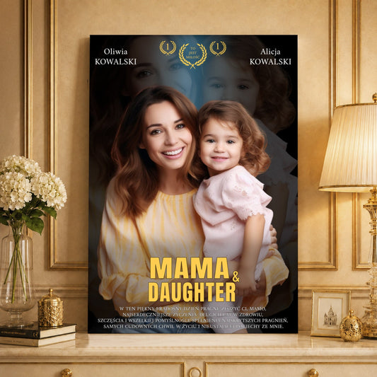 Portret ze zdjęcia na płótnie Plakat filmowy — prezent dla mamy - idamell.com