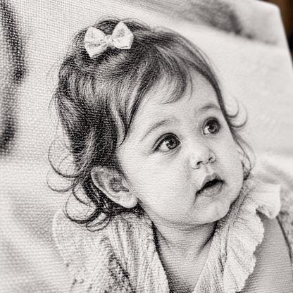 Portret ze zdjęcia na płótnie Portret dziecka w ołówku — prezent dla dziewczynki - idamell.com