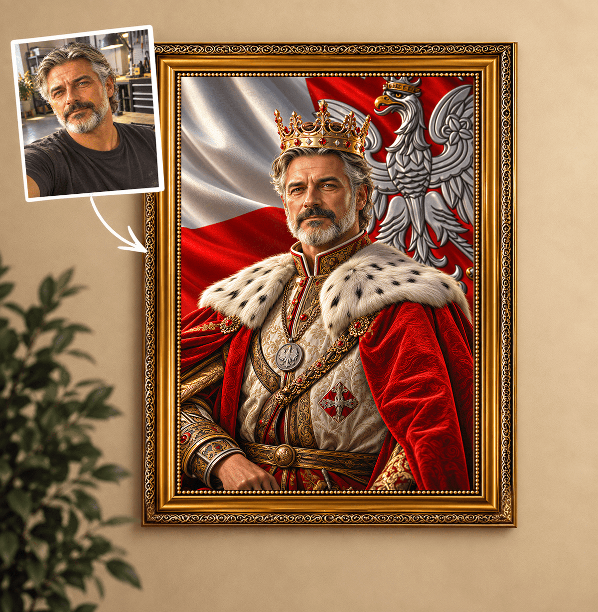 Portret ze zdjęcia na płótnie Władca państwa — prezent dla mężczyzny - idamell.com