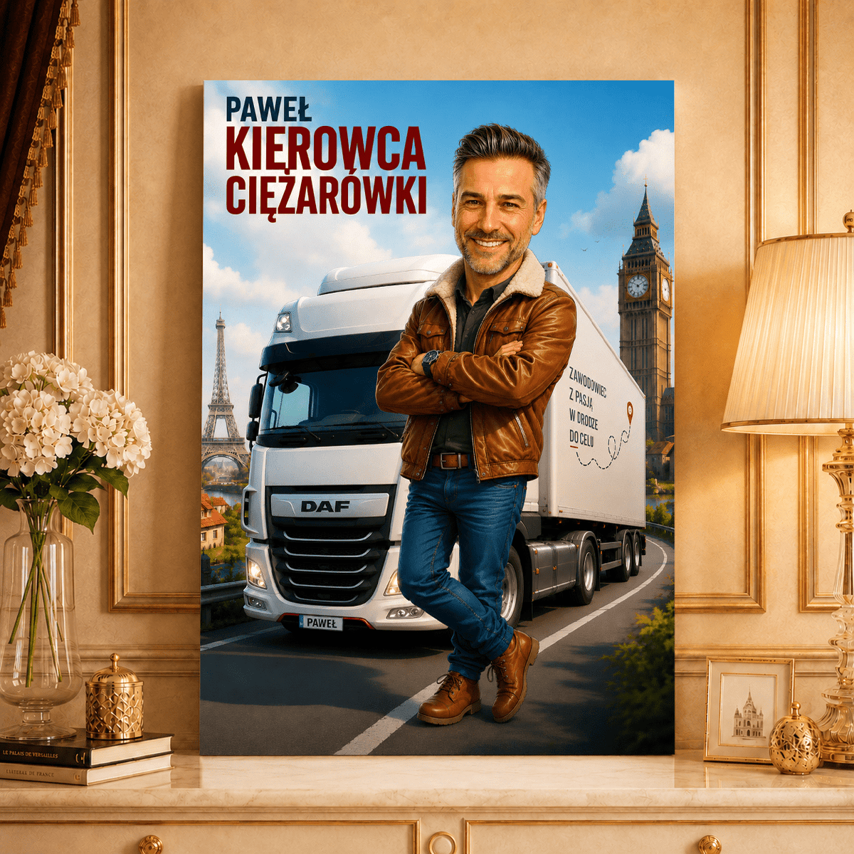 Portret ze zdjęcia na płótnie z jednym kadrem prezent dla kierowcy - idamell.com