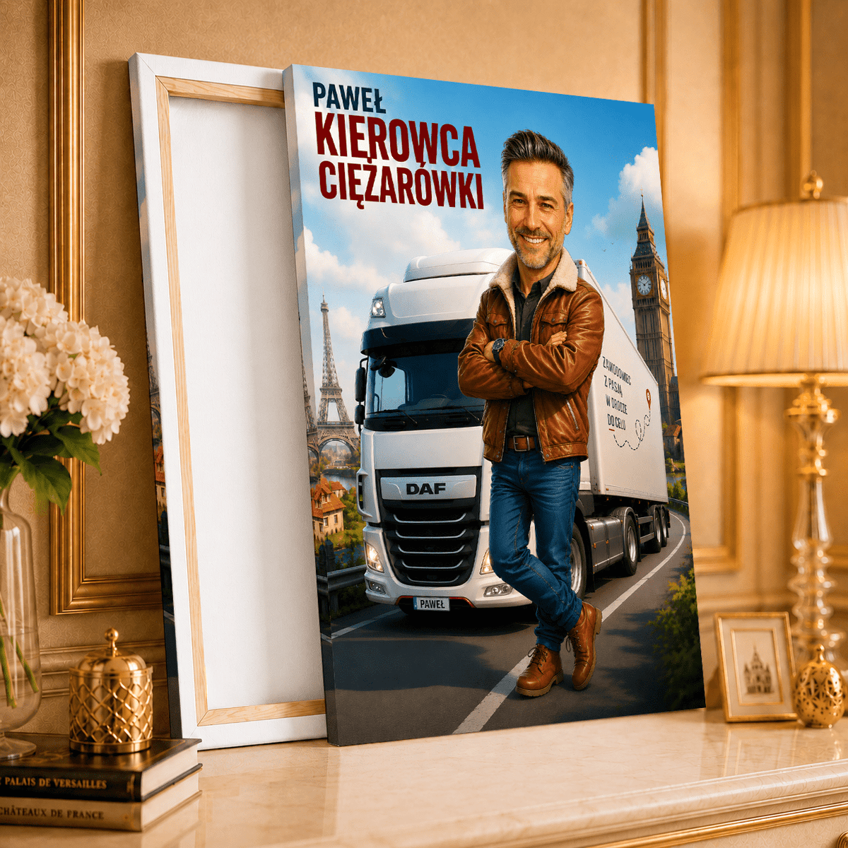 Portret ze zdjęcia na płótnie z jednym kadrem prezent dla kierowcy - idamell.com