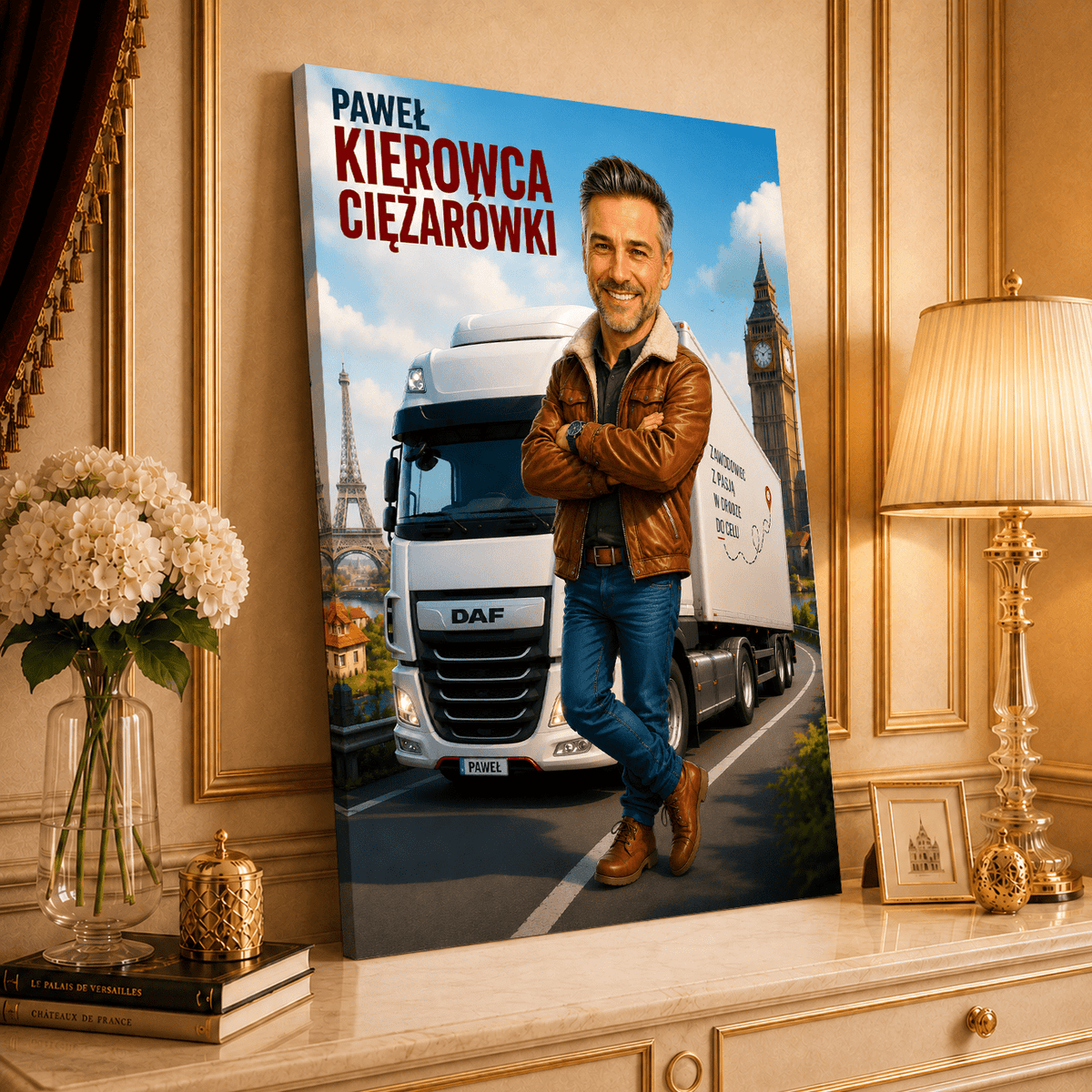 Portret ze zdjęcia na płótnie z jednym kadrem prezent dla kierowcy - idamell.com