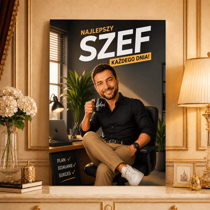 Portret ze zdjęcia na płótnie z życzeniami prezent dla szefa - idamell.com