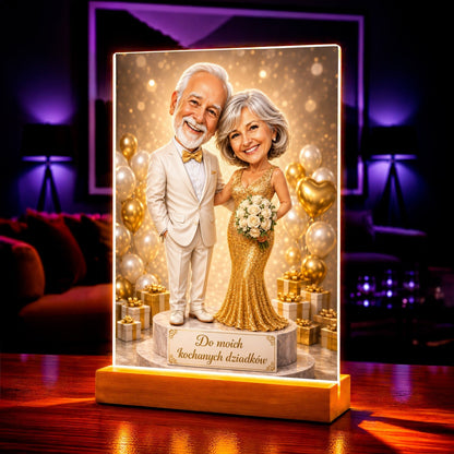 Portret ze zdjęcia na szkle akrylowym Karykatura prezent dla babci - idamell.com