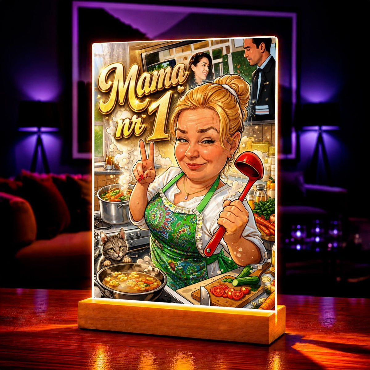 Portret ze zdjęcia na szkle akrylowym Mama nr 1 prezent dla mamy - idamell.com