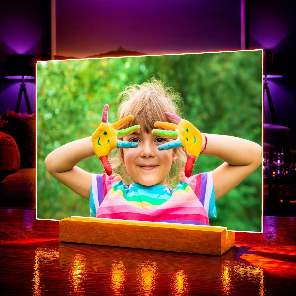 Portret ze zdjęcia na szkle akrylowym z datą prezent dla dziecka - idamell.com