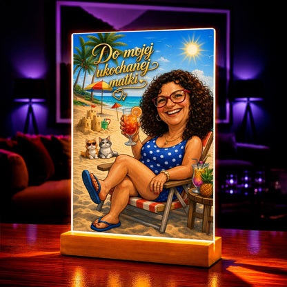 Portret ze zdjęcia na szkle akrylowym z datą prezent dla mamy - idamell.com