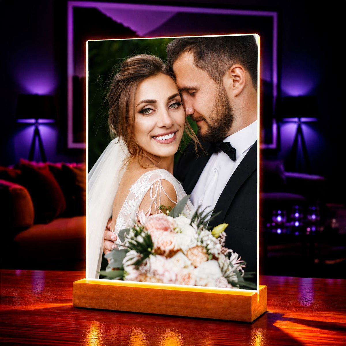 Portret ze zdjęcia na szkle akrylowym z liczbą lat prezent na ślub - idamell.com