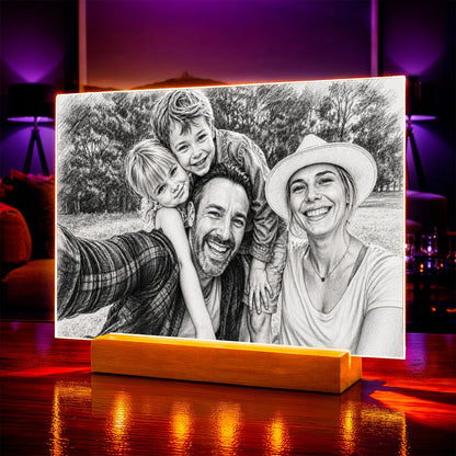 Portret ze zdjęcia na szkle akrylowym z sercem prezent dla rodziców - idamell.com