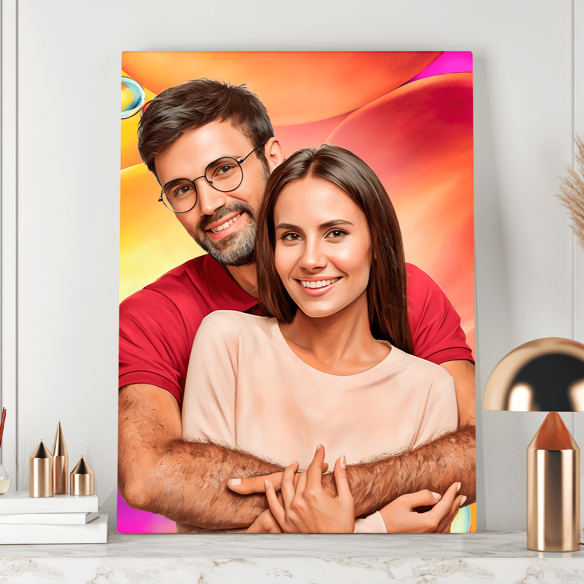 Portret żony i męża - druk na płótnie, spersonalizowany prezent dla żony - idamell.com