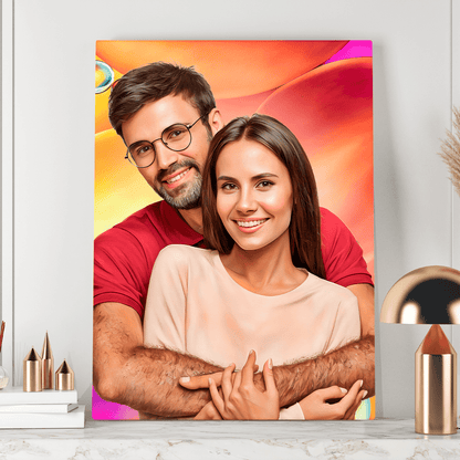 Portret żony i męża - druk na płótnie, spersonalizowany prezent dla żony - idamell.com